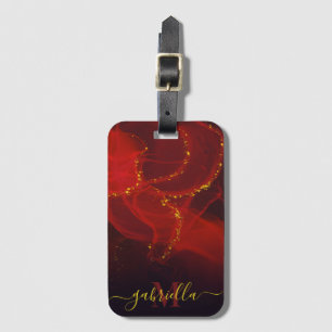 Rood Abstract Goud Glitter Bagagelabel