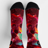Rood abstract mozaïekglanzend glitterpatroon Monog Sokken (Top)