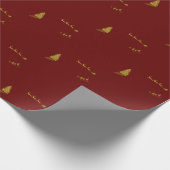 Rood achtergrondgoud rendiervis kerst omloop cadeaupapier (Hoek)