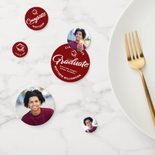 Rood Afstuderen 3 Foto vet Script Pet minimalistis Confetti