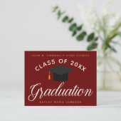 Rood Afstuderen Aankondiging Chic 2023 Afstuderen Briefkaart (Staand voorkant)