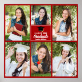 Rood Afstuderen Foto Collage Afstuderen Square Poster (Voorkant)
