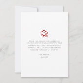 Rood Afstuderen Fotoscript Elegant Hearts Modern Bedankkaart (Achterkant)