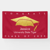 Rood Afstuderen Goud Pet Vet Modern Eenvoudige Gra Spandoek (Horizontaal)