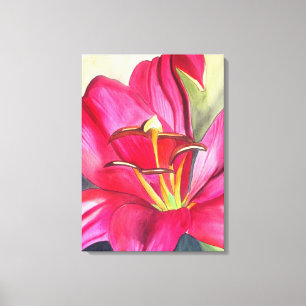 Rood Alert Lily waterverf Canvas Afdruk