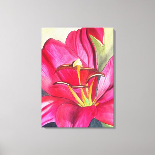 Rood Alert Lily waterverf Canvas Afdruk (Voorkant)