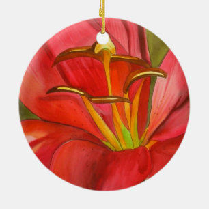 Rood Alert Lily waterverf Keramisch Ornament