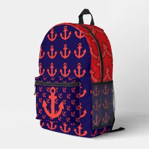 Rood Anker Herhaal Rood Blauw Bedrukte Rugzak