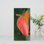 Rood Anthurium Plant tegen olie Bedankkaart (Staand voorkant)