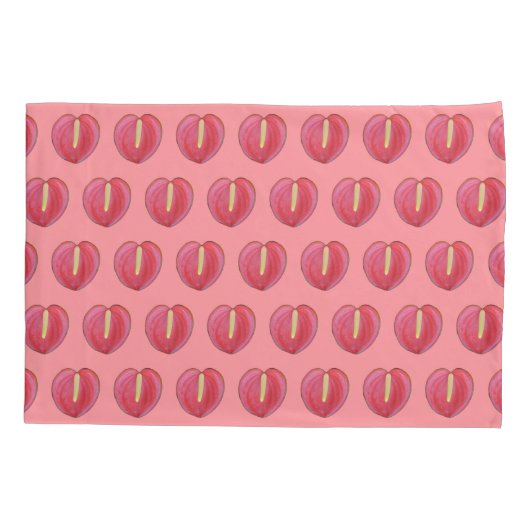 Rood anthuriumventilator naadloos patroon op kussensloop (Achterkant)