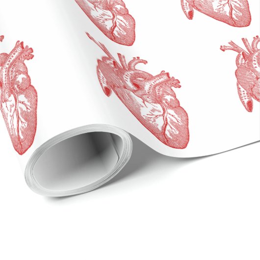 Rood Antiek anatomisch hart Cadeaupapier (Rol Hoek)