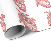 Rood Antiek anatomisch hart Cadeaupapier (Rol Hoek)