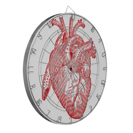 Rood Antiek anatomisch hart Dartbord (Voorkant Links)