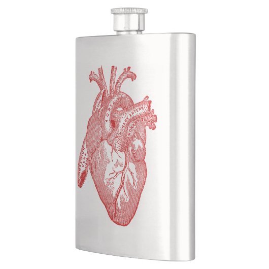 Rood Antiek anatomisch hart Heupfles (Links)