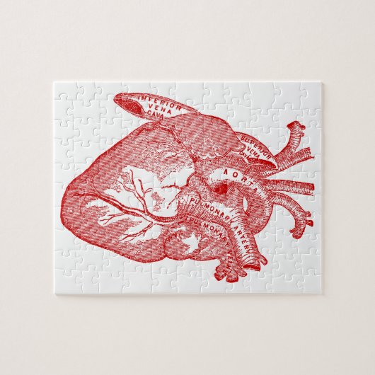 Rood Antiek anatomisch hart Legpuzzel (Horizontaal)