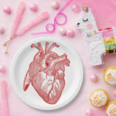 Rood Antiek anatomisch hart Papieren Bordje (Feest)