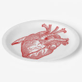 Rood Antiek anatomisch hart Papieren Bordje (Gekanteld)