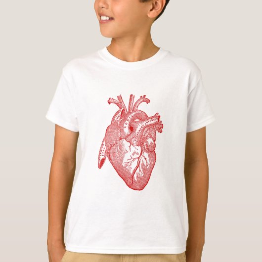 Rood Antiek anatomisch hart T-shirt (Voorkant)