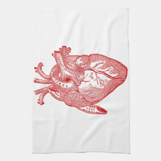 Rood Antiek anatomisch hart Theedoek (Verticaal)