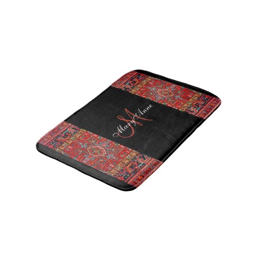 Rood Antiek oosterperzisch — zwart — gepersonalise Badmat (Gekanteld)