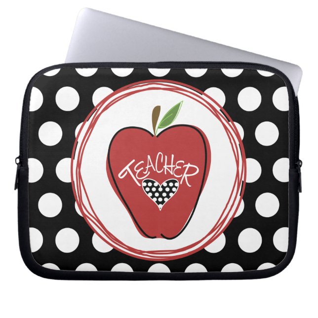 Rood appel- en pooldop-laptophoes laptop sleeve (Voorkant)