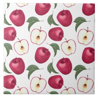 Rood appelfruit en appelbladeren tegeltje