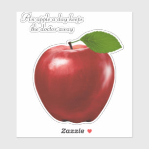 Rood appelfruit en citaat sticker