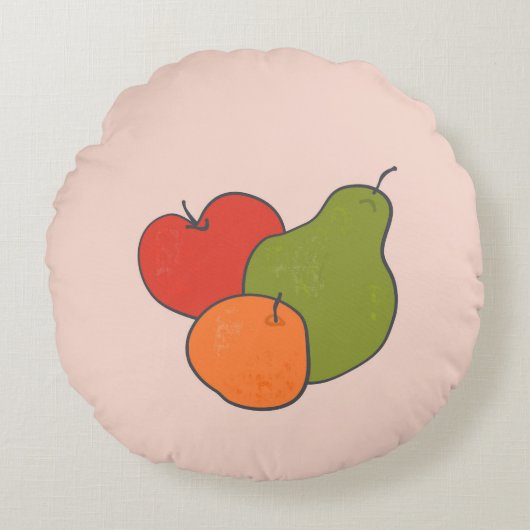 Rood appelperen en Oranje fruit Rond Kussen (Voorkant)