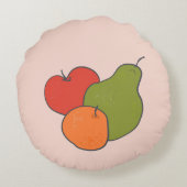 Rood appelperen en Oranje fruit Rond Kussen (Achterkant)