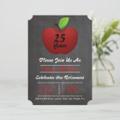 Rood Apple Teacher Retirement Uitnodiging (Staand voorkant)