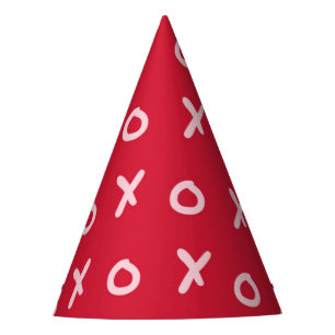 Rood & Baby Licht Roze X O XO XO's Trendy Cute Feesthoedjes