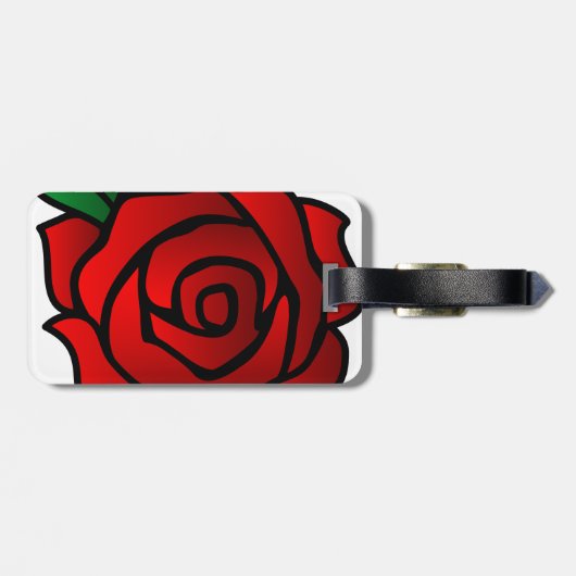 Rood Bagagelabel met lederriem (Achterkant horizontaal)