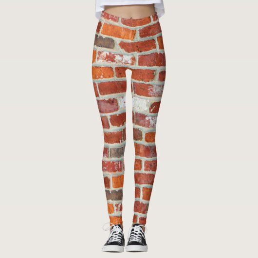 Rood bakstenen muurpatroon leggings (Voorkant)
