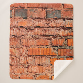 Rood bakstenen wandtextureel verlaten, veroudering sherpa deken