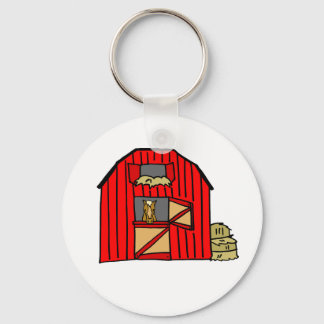 Rood Barn Boerderij Scene Equine Horse Stall Sleutelhanger