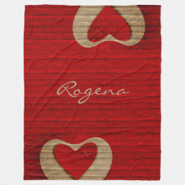 Rood Barn Wood - Rood hart - BLANKET LGE Fleece Deken