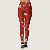 Rood Beauty bloemmotief Leggings (Achterkant)