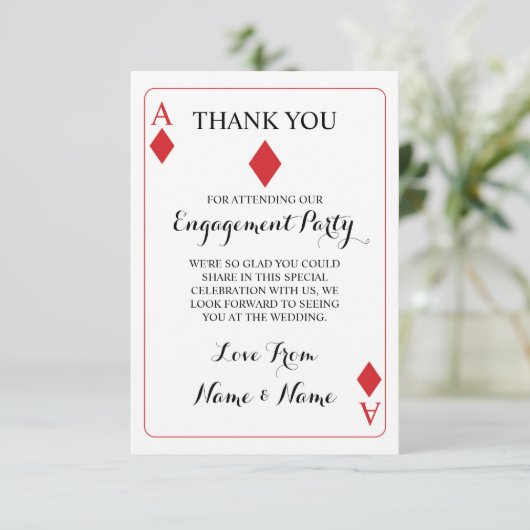 Rood bedankt dat je kaarten speelt Ace of Diamonds (Staand voorkant)