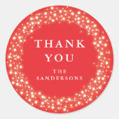 Rood bedankt voor de feestdagen ronde sticker (Voorkant)