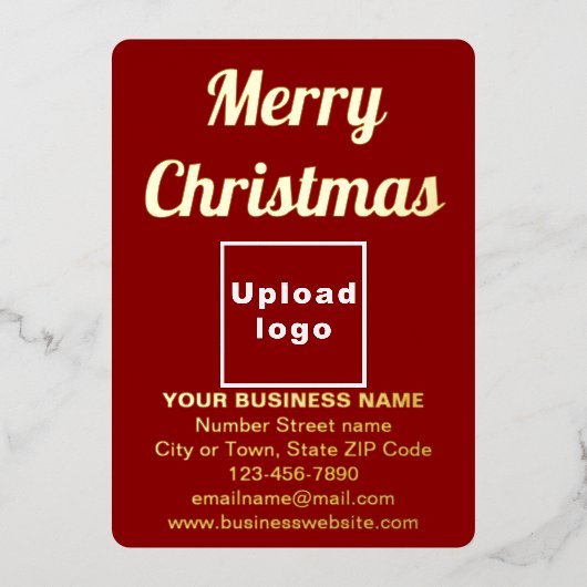Rood Bedrijfs Merk op Kerstmis Folie Feestdagenkaart (Voorkant)