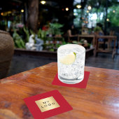 Rood bedrijfslogo vierkante kartonnen onderzetter