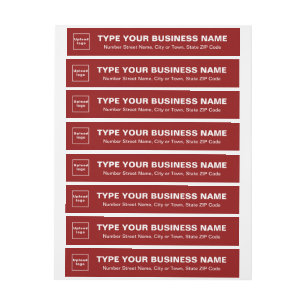 Rood bedrijfsomslag rond het etiket van het Adres