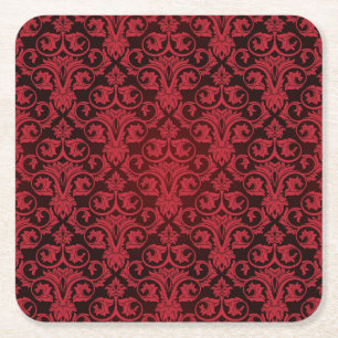 Rood behang 2 vierkante kartonnen onderzetter