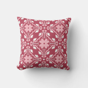 Rood, beige bloemen, naadloos behangpatroon. kussen