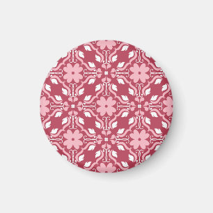Rood, beige bloemen, naadloos behangpatroon. magneet
