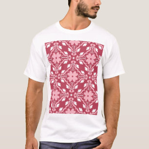 Rood, beige bloemen, naadloos behangpatroon. t-shirt