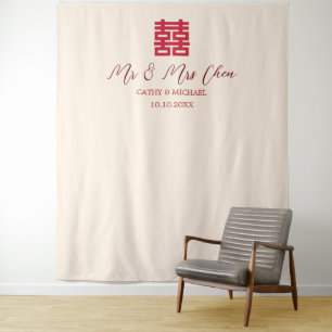 Rood beige Chinese thee ceremonie foto achtergrond Wandkleed