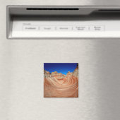 Rood, beige en gele streping in de wind en magneet (Insitu (Vaatwasser))