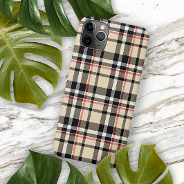 Rood Beige Tan Zwart Wit Schotten Clan Plaid Patro iPhone 13 Pro Max Hoesje