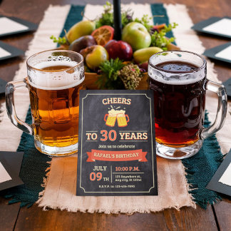 Rood Beige  Verjaardagsuitnodiging Kaart